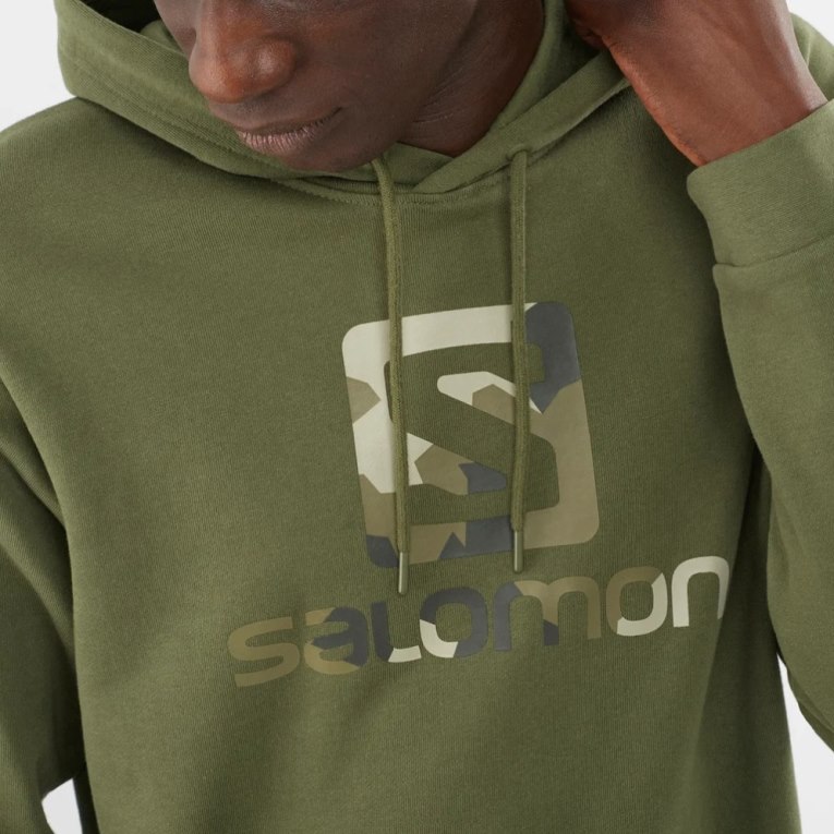 Moletom Com Capuz Salomon Outlife Logo Summer Masculino Verde Oliva | PT F07824